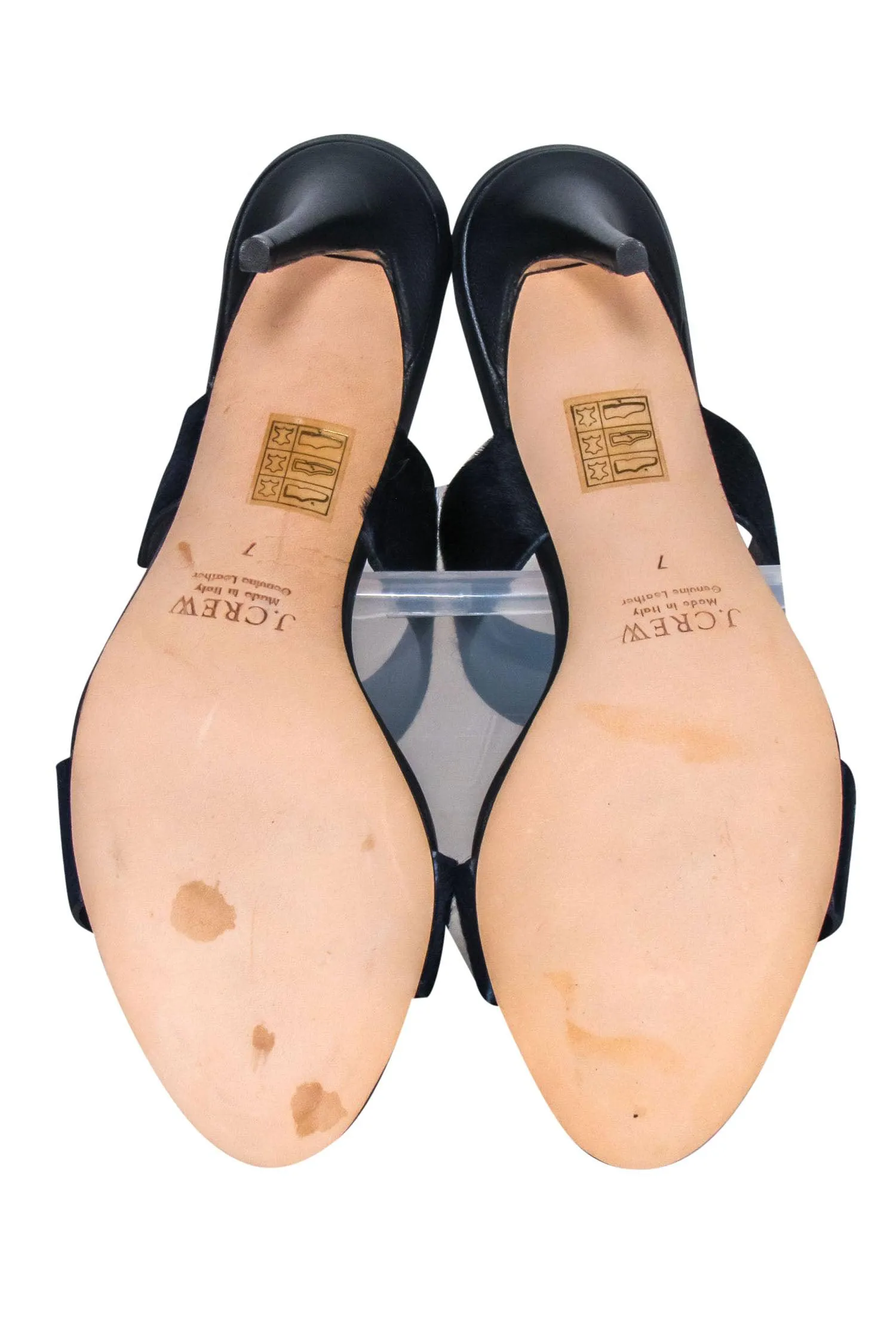 J. Crew Collection - Navy Leather & Calf Hair Kitten Heels Sz 7