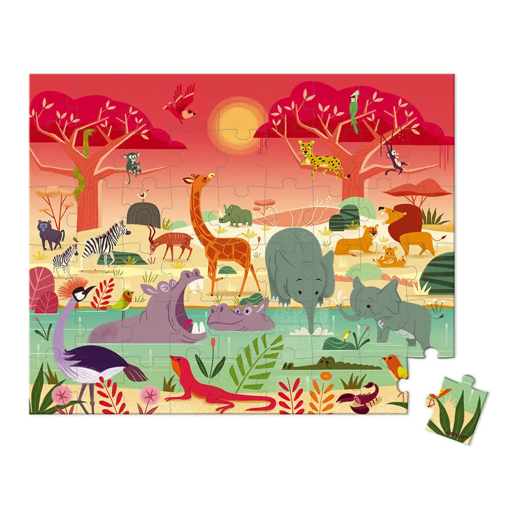 Janod Suitcase Puzzle: Animal Reserve 54 Pieces