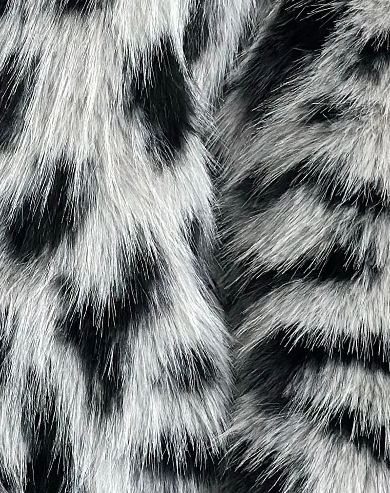 Joji Cropped Faux Fur Jacket in Grey Leopard