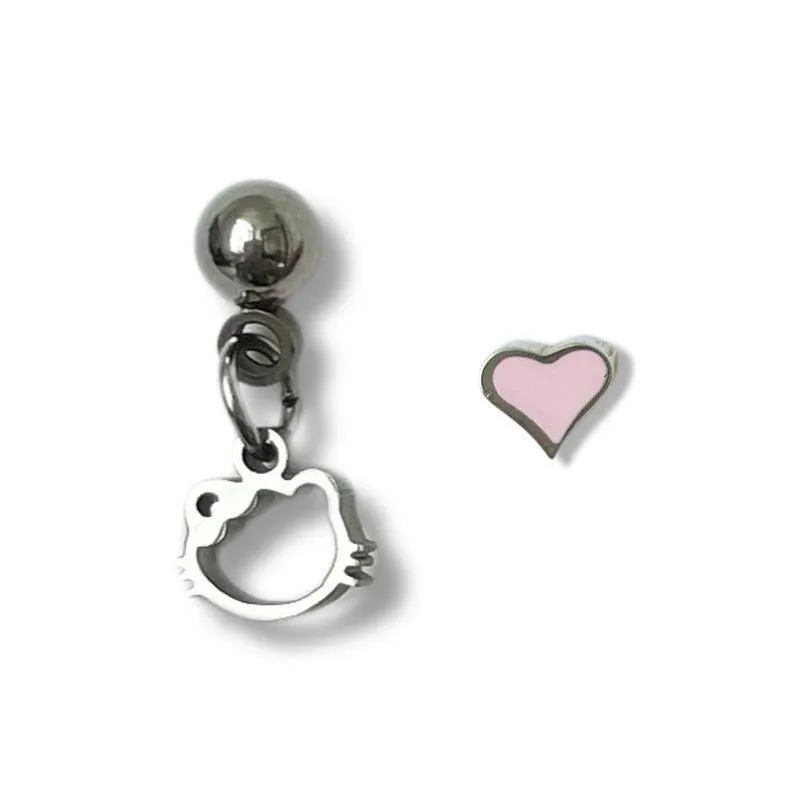 Kawaii Kitten Heart Cartilage Tragus Earrings