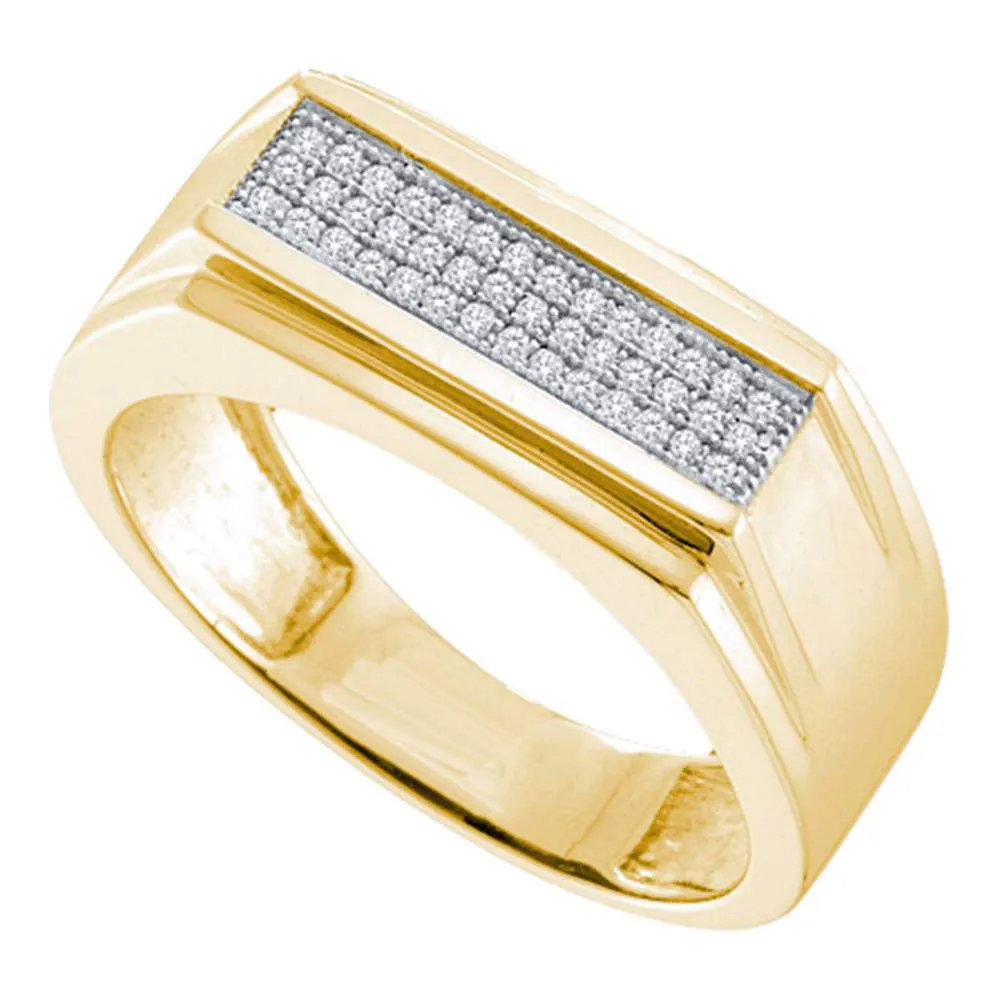 Keene Jewelers 10kt Yellow Gold Mens Round Diamond Flat Top Band Ring 1/6 Cttw