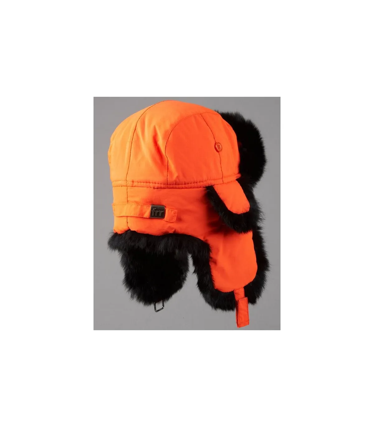 Kids Blaze Orange with Black Rabbit Fur Aviator Hat: FurHatWorld.com