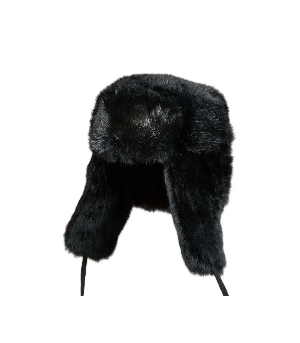 Kids Rabbit Full Fur Russian Ushanka Hat in Black: FurHatWorld.com