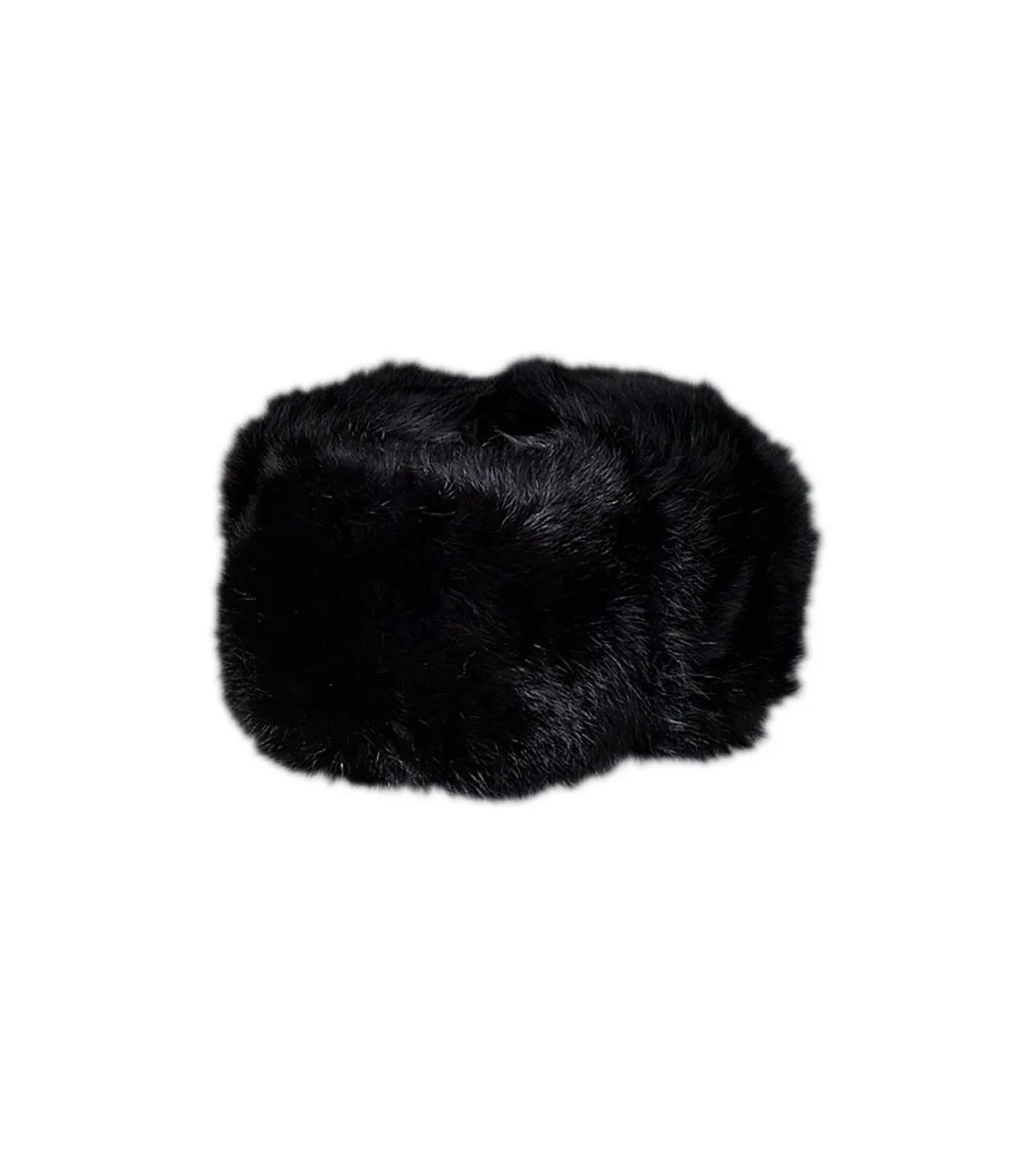 Kids Rabbit Full Fur Russian Ushanka Hat in Black: FurHatWorld.com