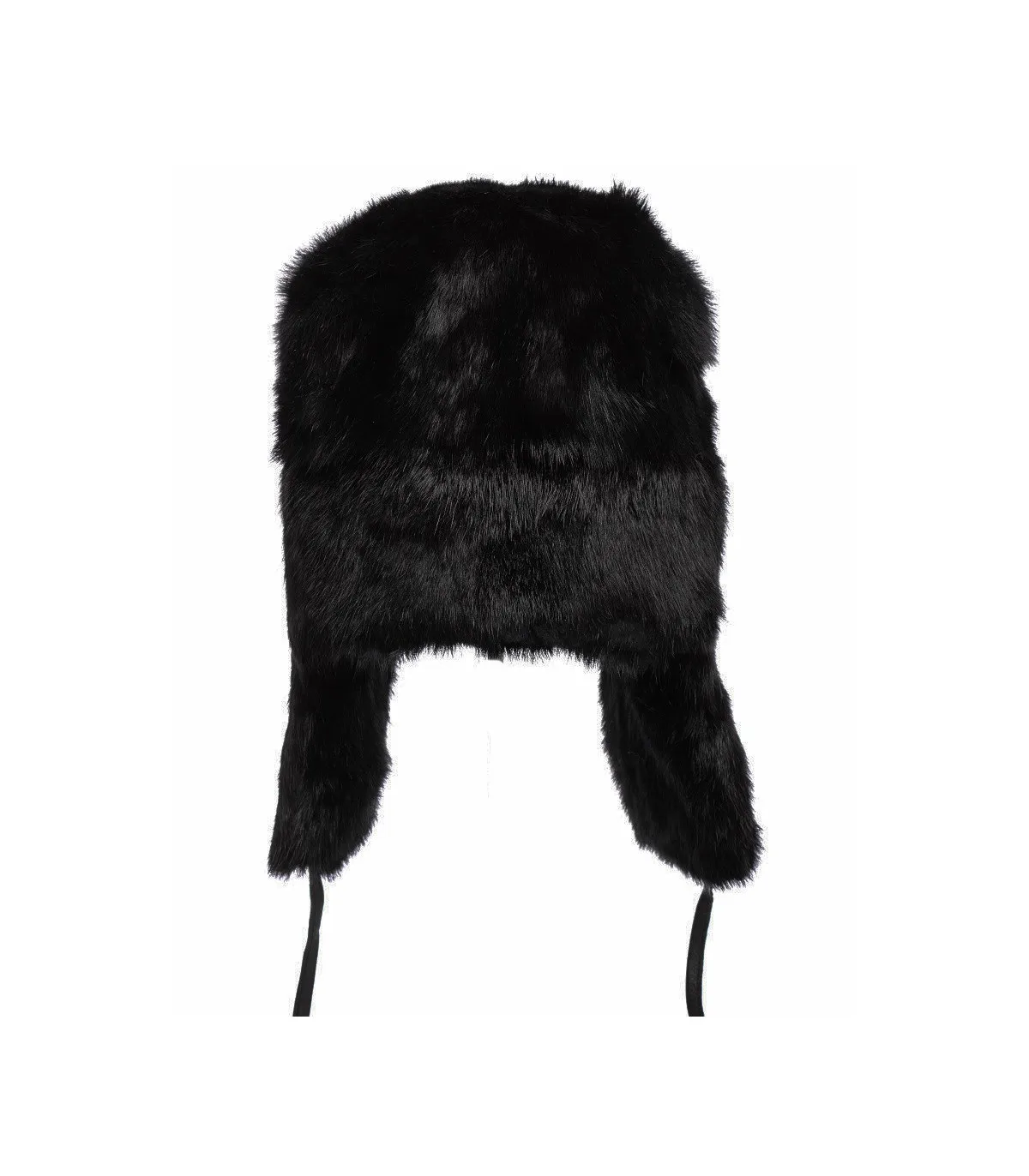 Kids Rabbit Full Fur Russian Ushanka Hat in Black: FurHatWorld.com