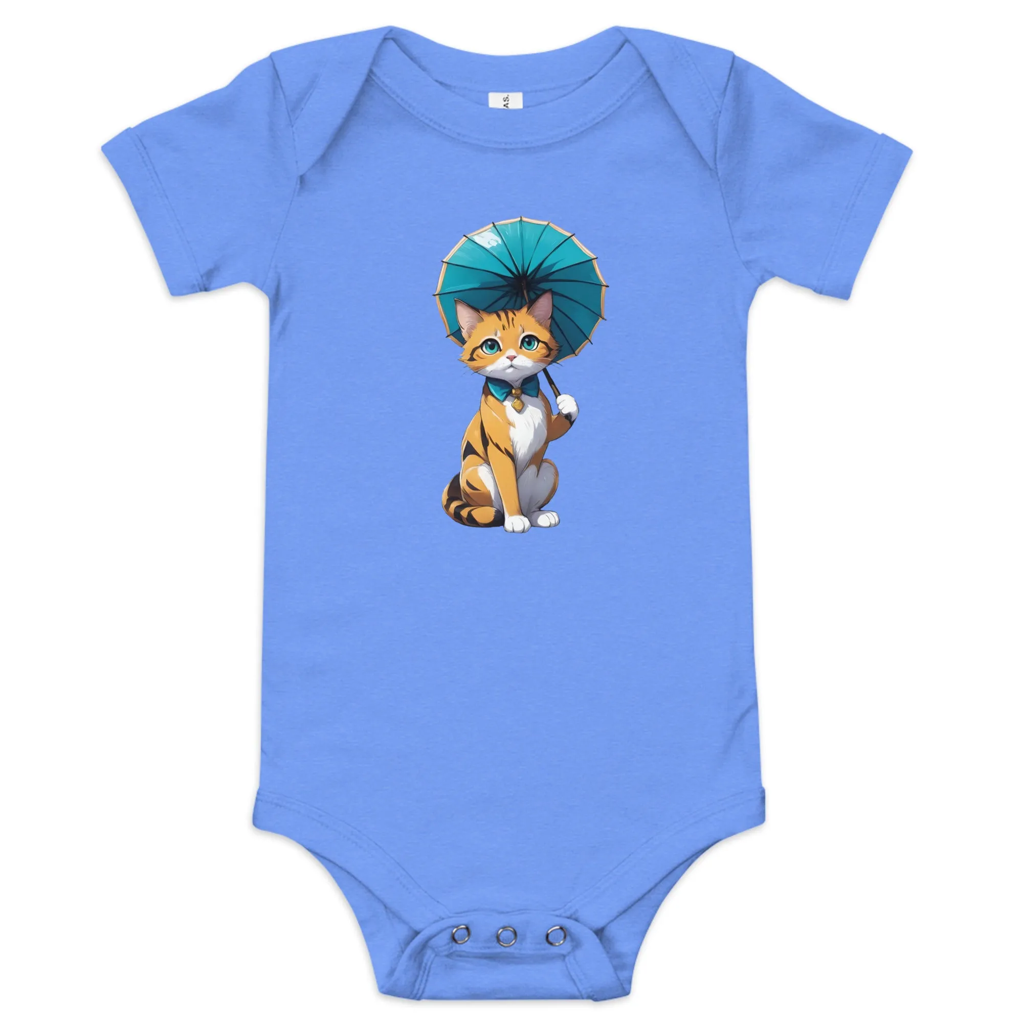 Kitten with Parasol Baby Short Sleeve One Piece