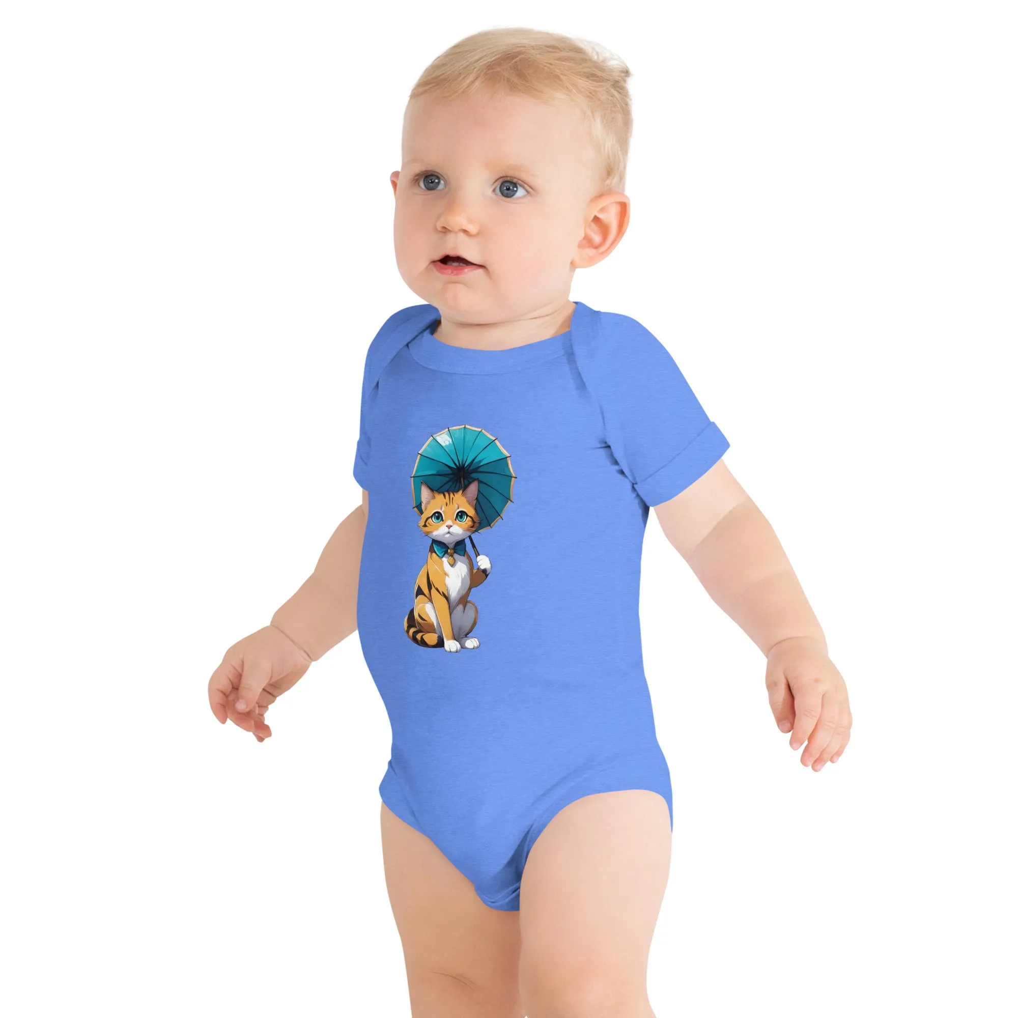 Kitten with Parasol Baby Short Sleeve One Piece