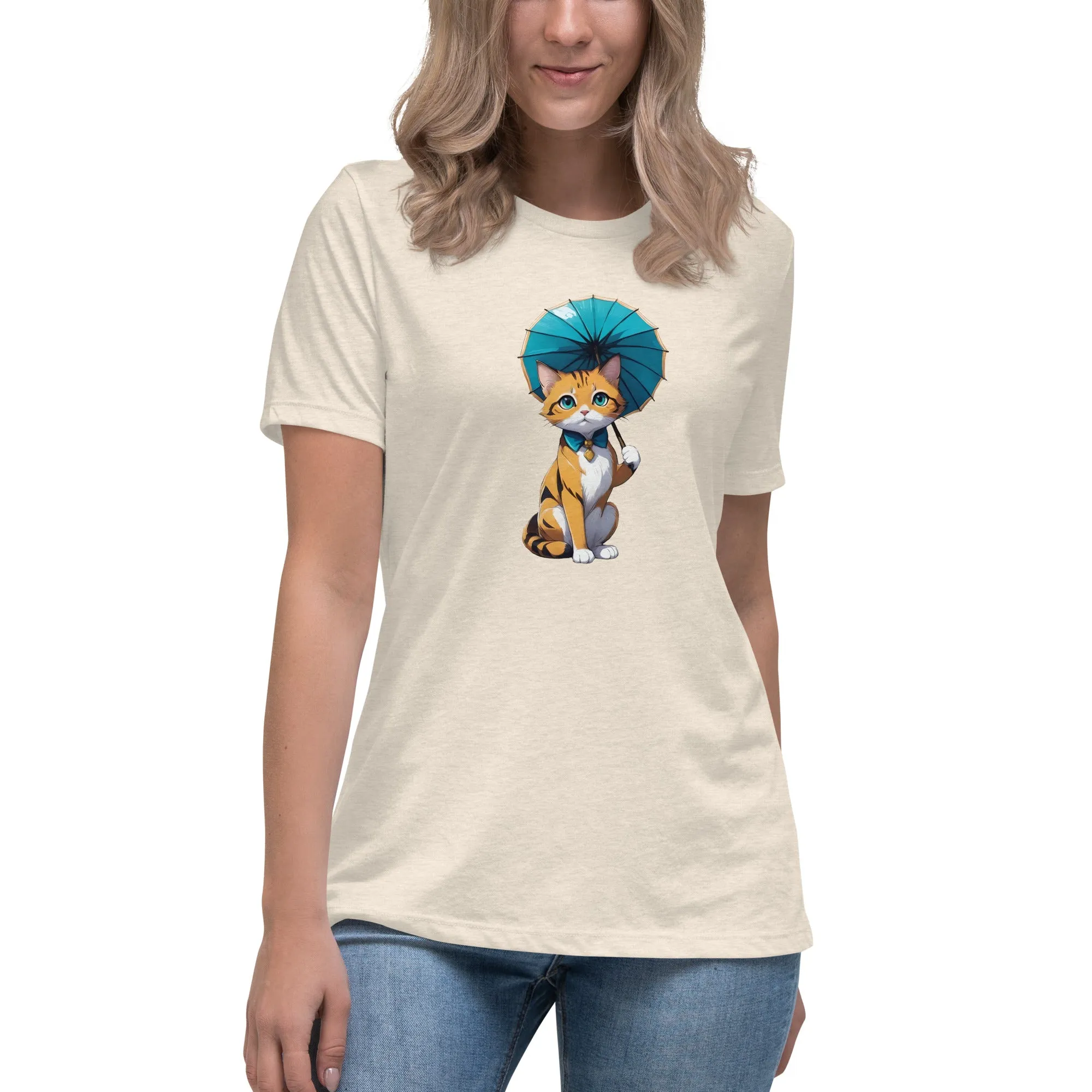 Kitten with Parasol Women's Relaxed T-Shirt