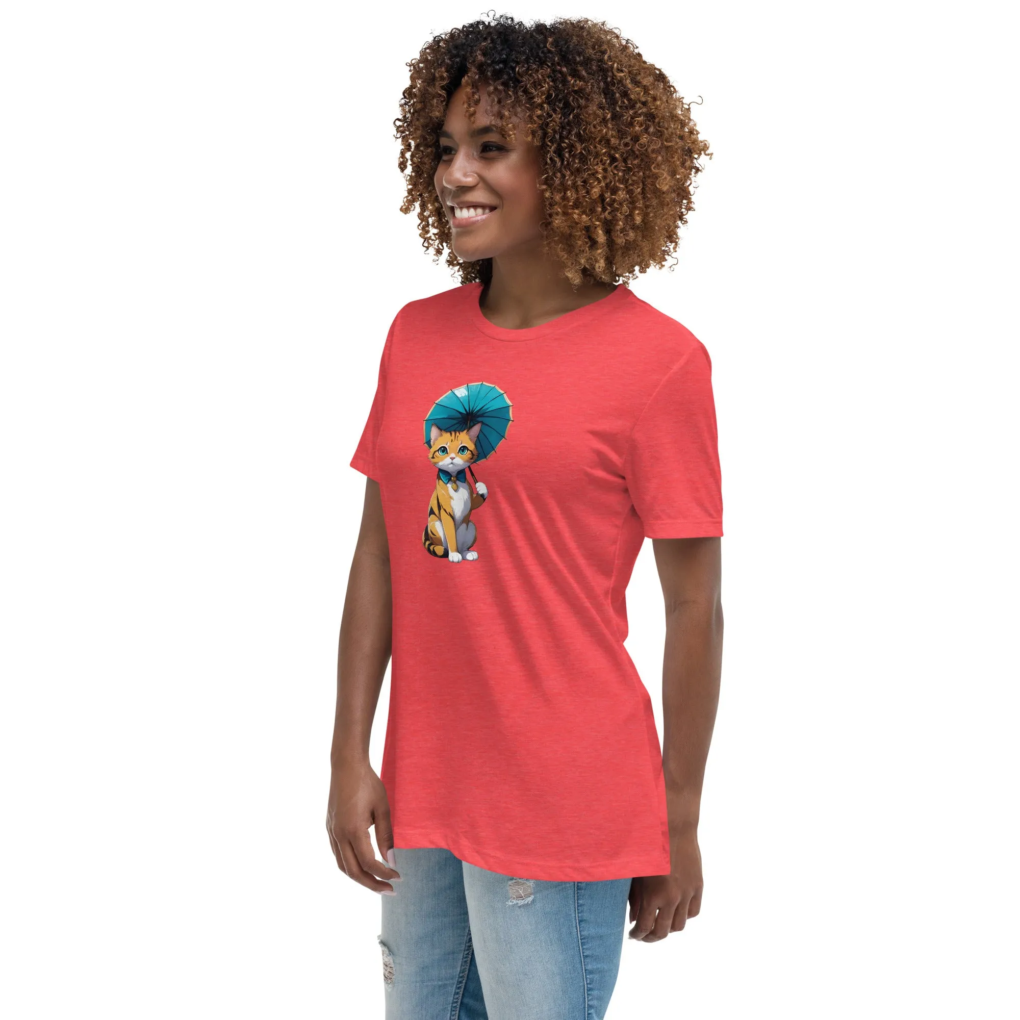 Kitten with Parasol Women's Relaxed T-Shirt