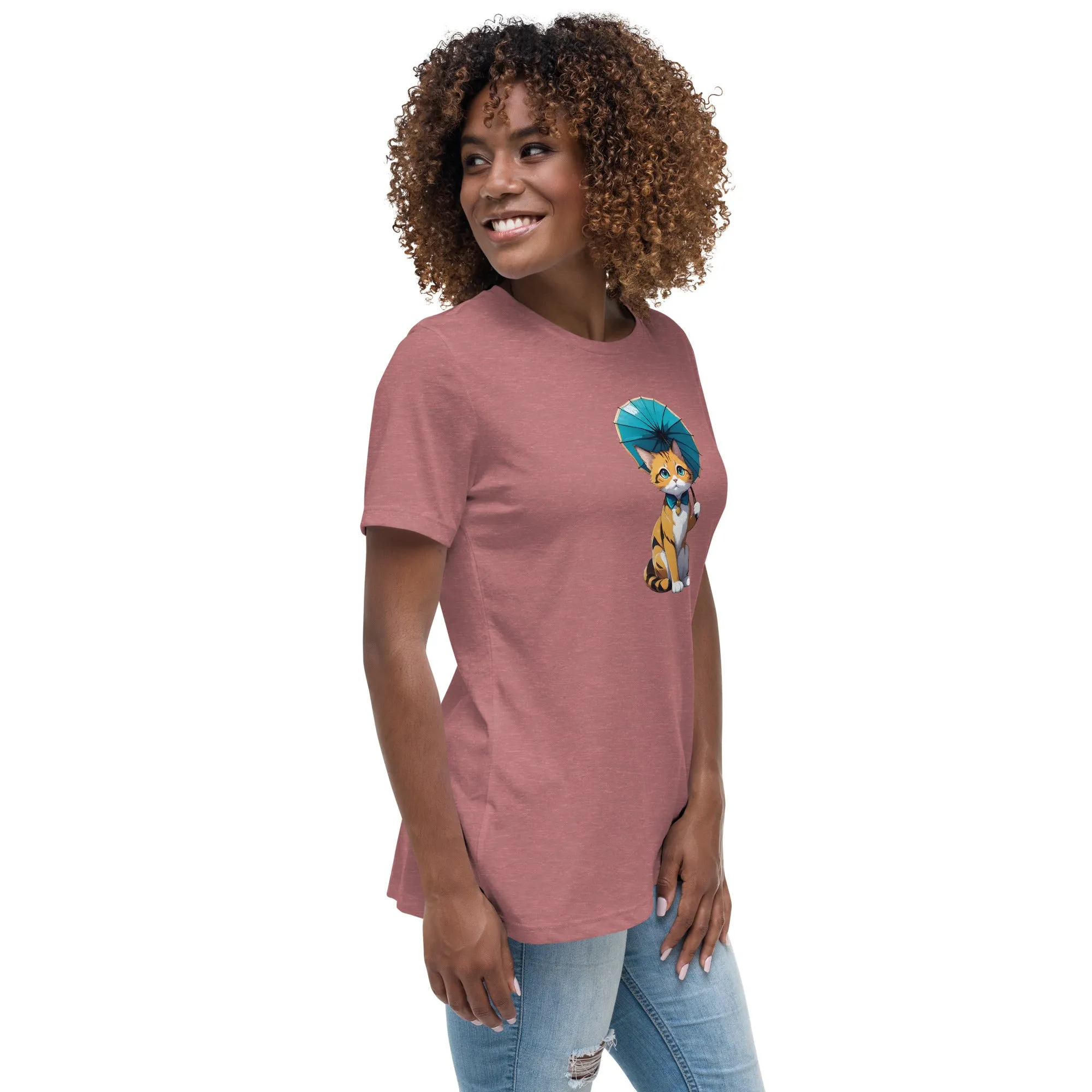 Kitten with Parasol Women's Relaxed T-Shirt