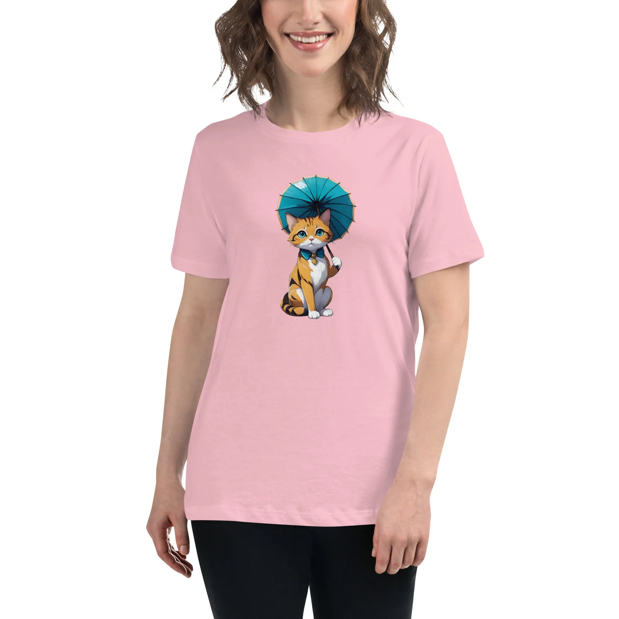 Kitten with Parasol Women's Relaxed T-Shirt