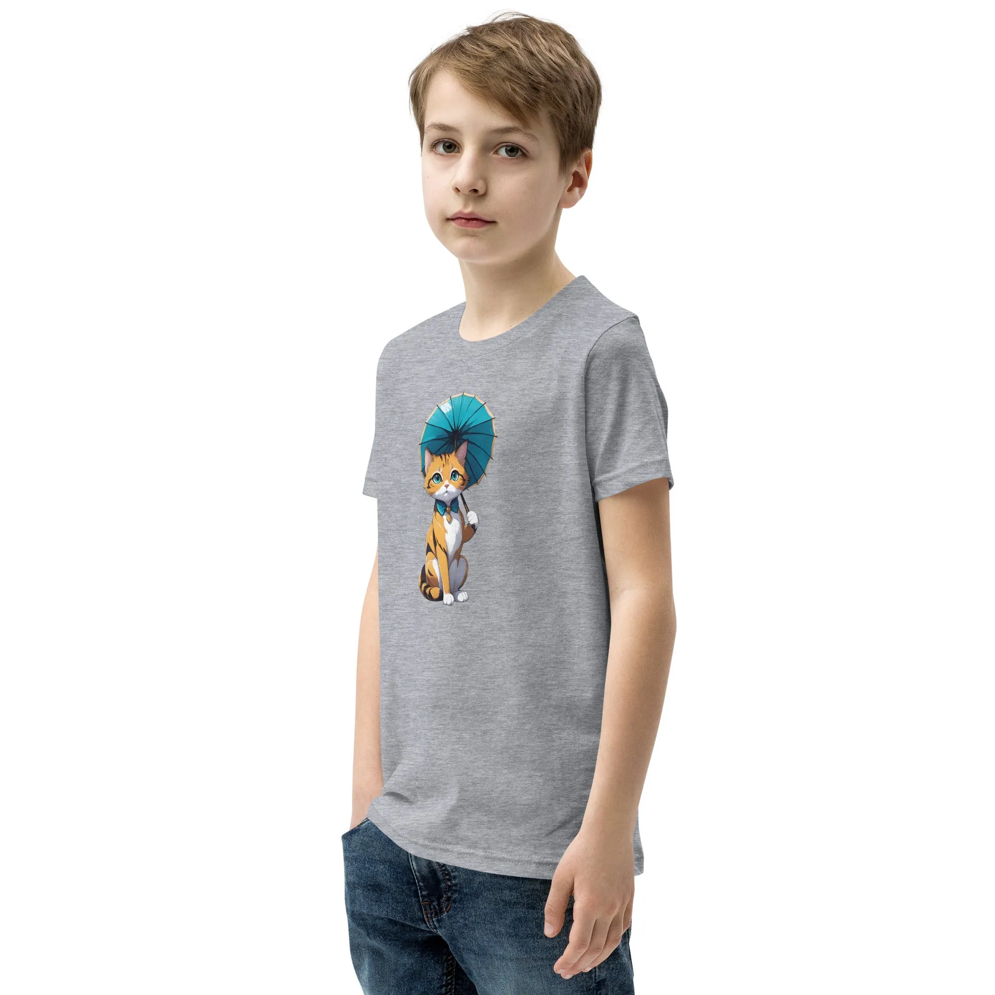 Kitten with Parasol Youth Short Sleeve T-Shirt