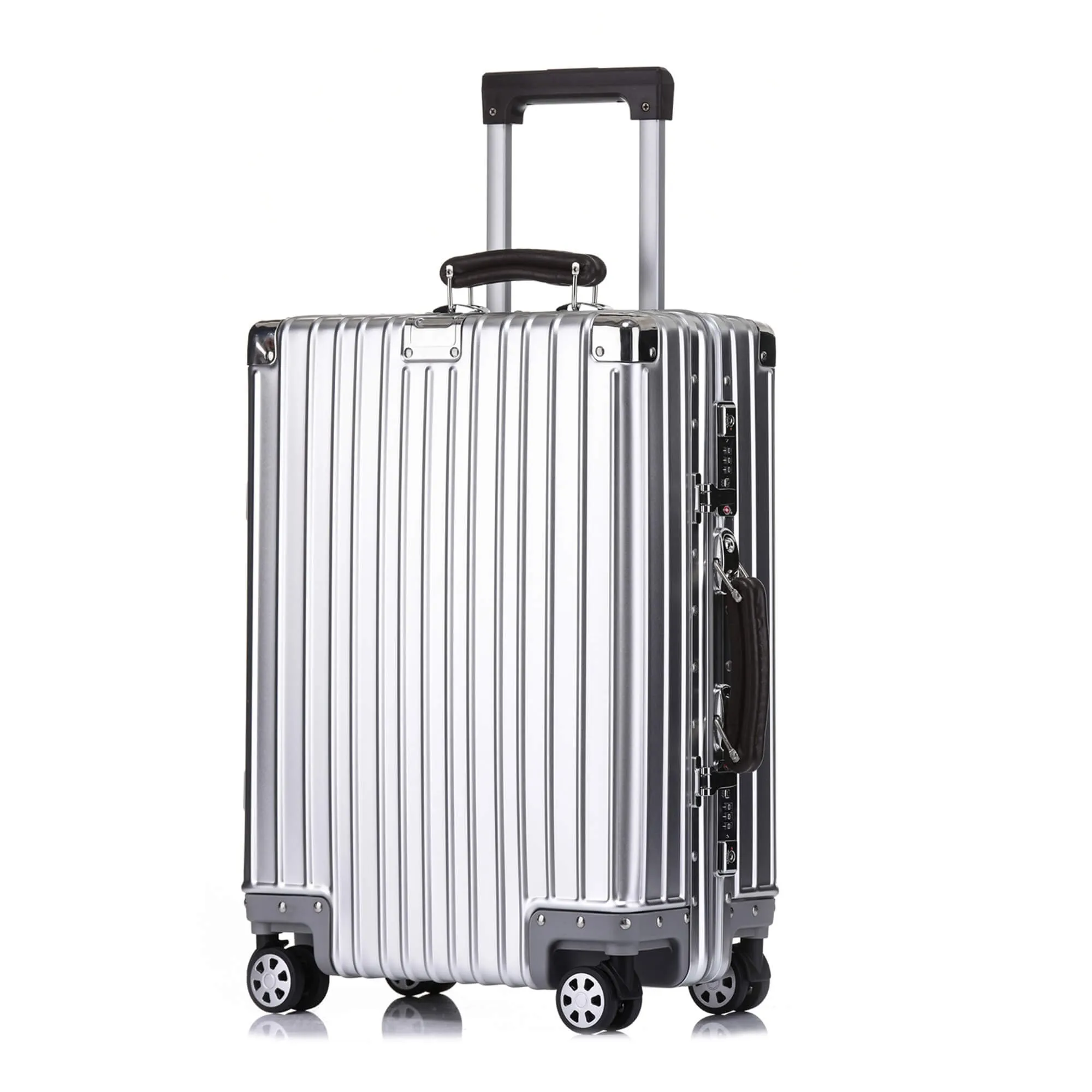 Kroeus Suitcase Carry Case Aluminum - Magnesium Alloy Body 8 Wheels Stepless Adjustment Tsa Lock