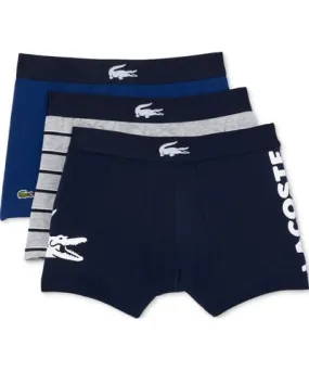 Lacoste Men's 3-Pack Regular-Fit Big Croc Logo Trunk Underwear