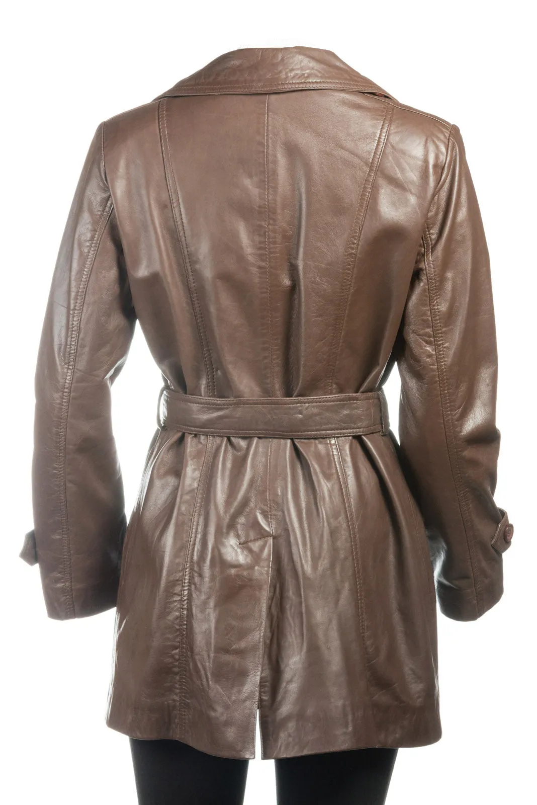 Ladies Brown Mackintosh Style Leather Coat: Susanna