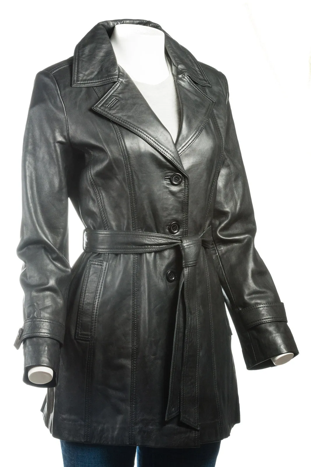 Ladies Brown Mackintosh Style Leather Coat: Susanna