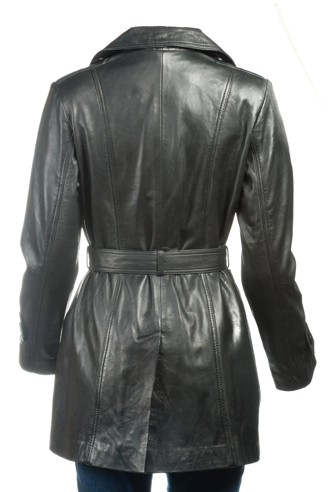 Ladies Brown Mackintosh Style Leather Coat: Susanna