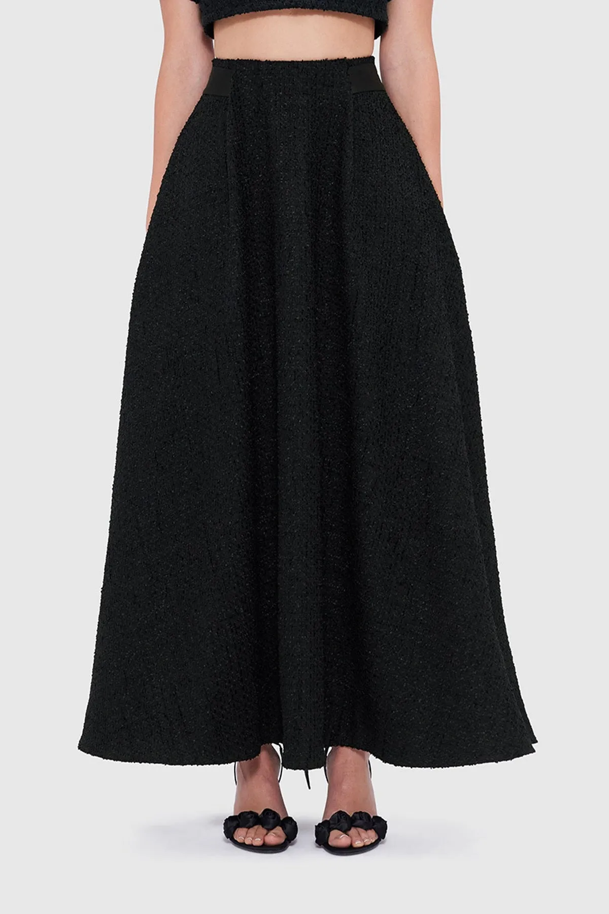 Leo Lin Rafaela Tweed Maxi Skirt - Ebony