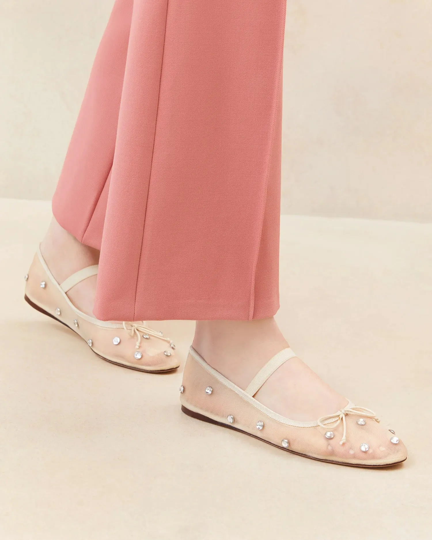 Leonie Soft Ballet Flat | Cream Crystal