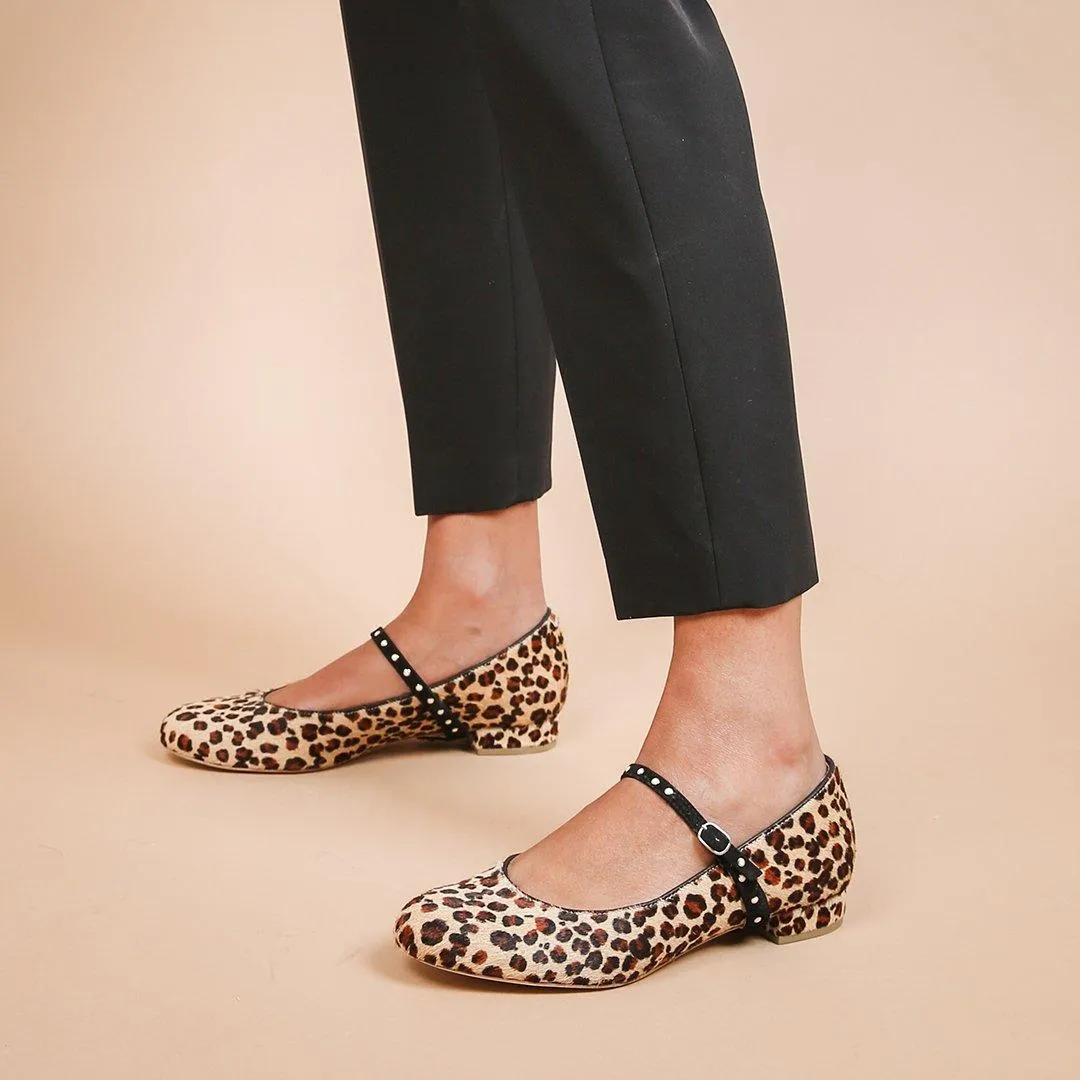 Leopard Ballet Flat + Studded Twiggy Strap