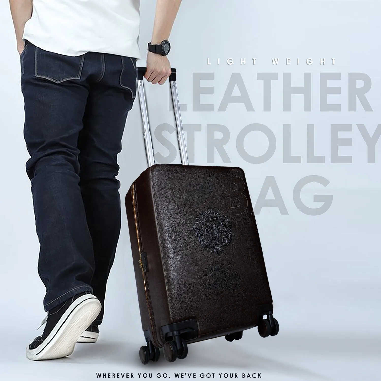 Light Weight cabin Luggage Trolley Bag(360 Rotation) Textured Leather