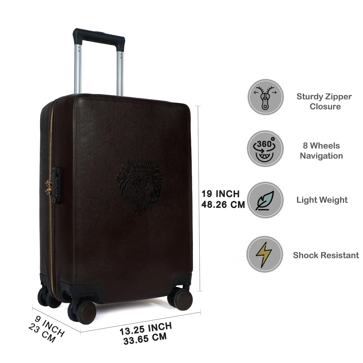 Light Weight cabin Luggage Trolley Bag(360 Rotation) Textured Leather