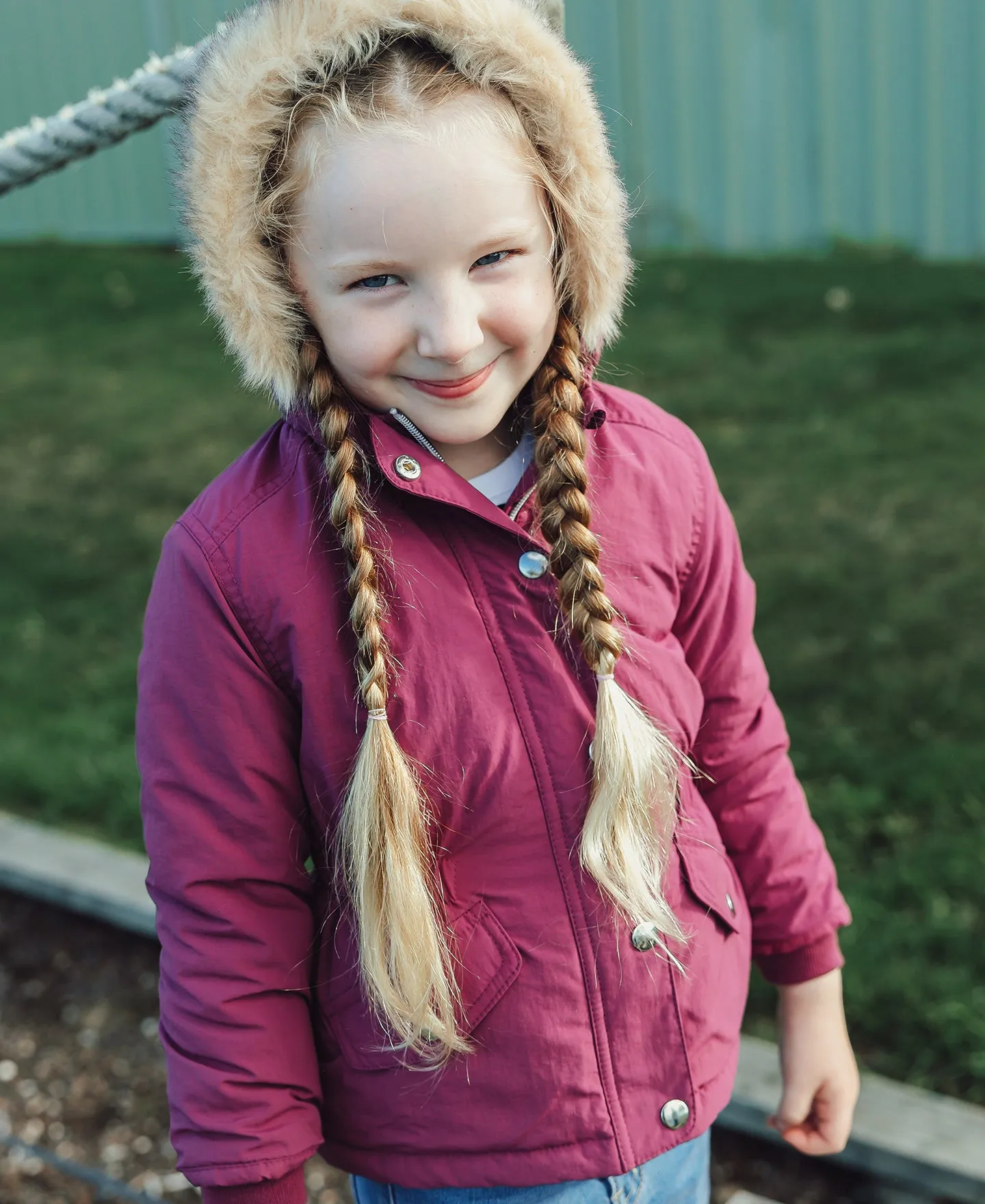 Little Kids' Fur Trim Parka in Berry | Postie