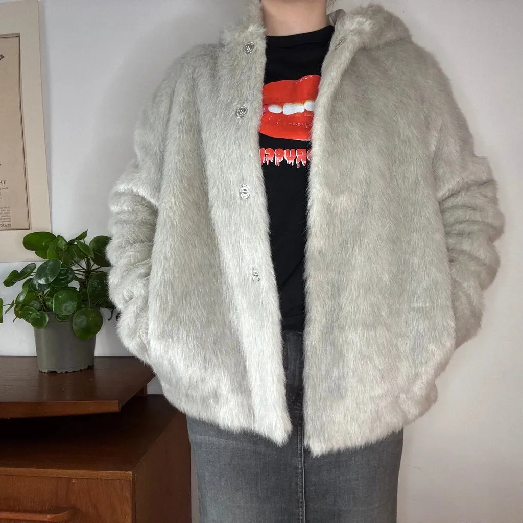 Liu Jo Jacket - Medium Grey Faux Fur