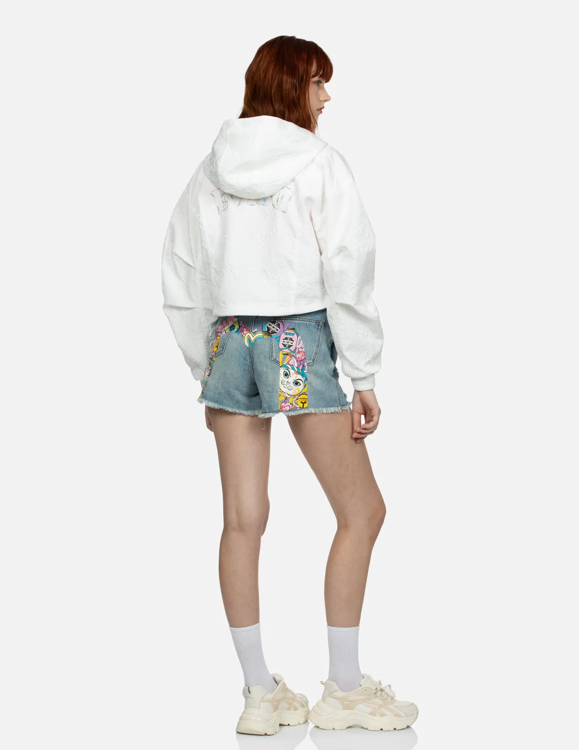 Logo Embroidery Textured Cropped Fashion Fit Windbreaker