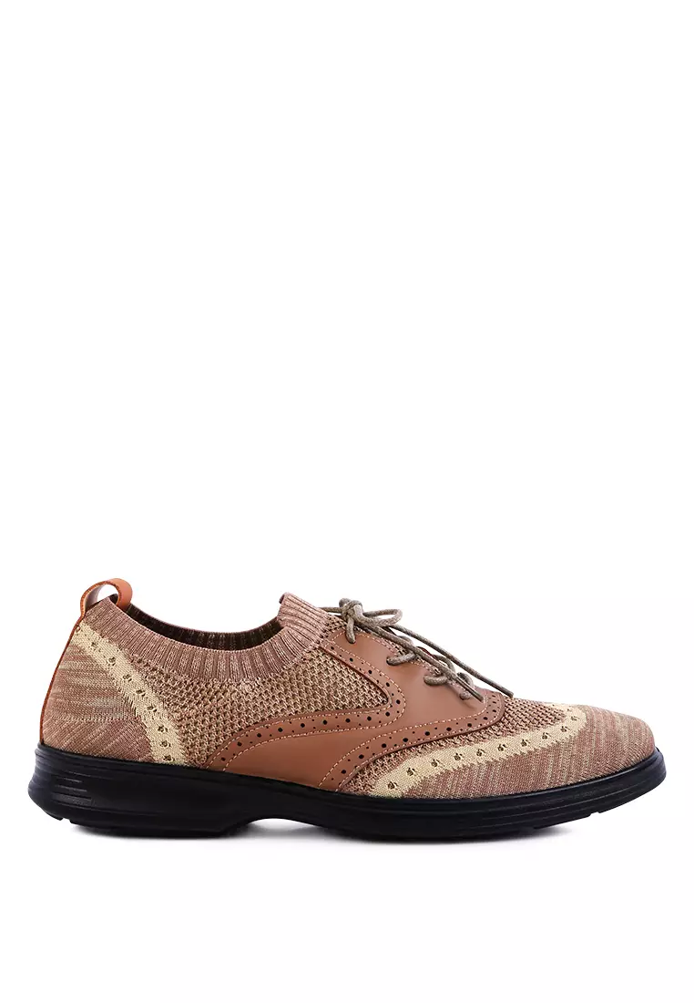 London Rag Brown Casual Knitted Brogue Sneakers