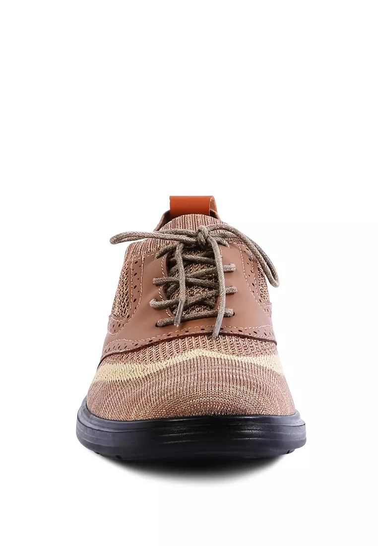 London Rag Brown Casual Knitted Brogue Sneakers