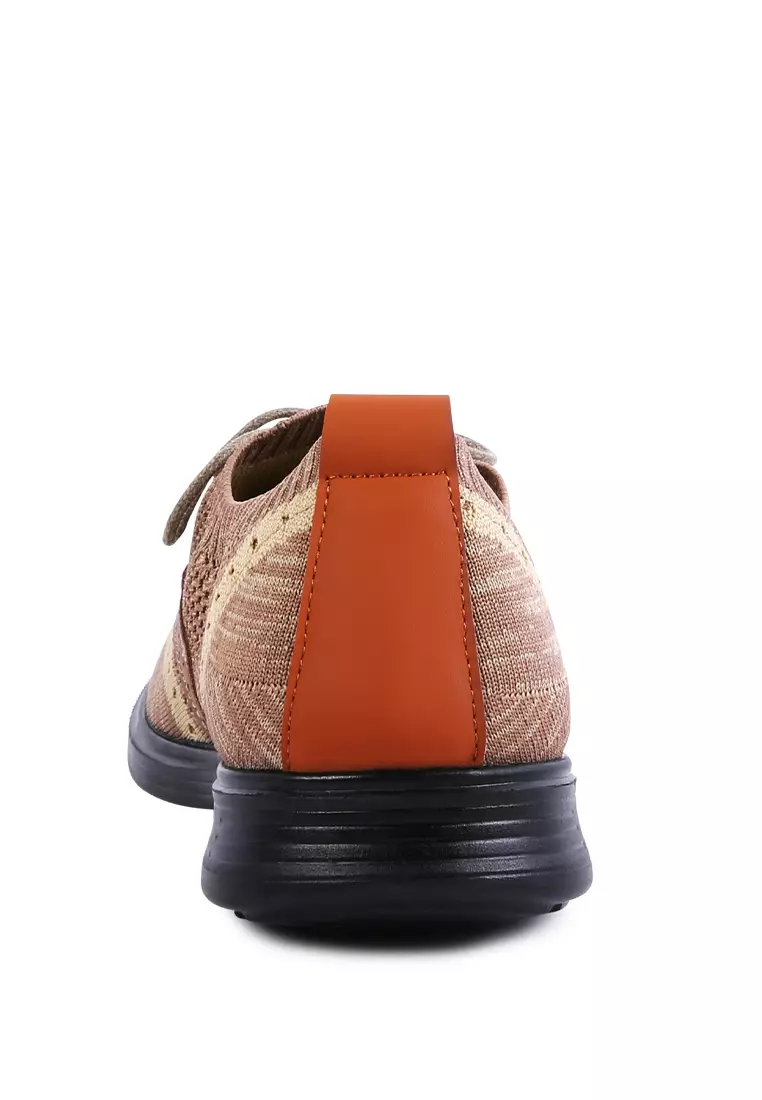 London Rag Brown Casual Knitted Brogue Sneakers