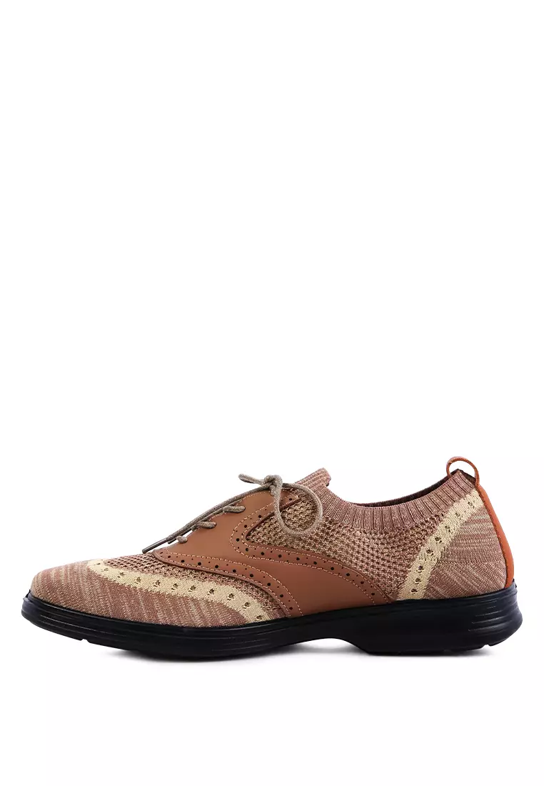 London Rag Brown Casual Knitted Brogue Sneakers