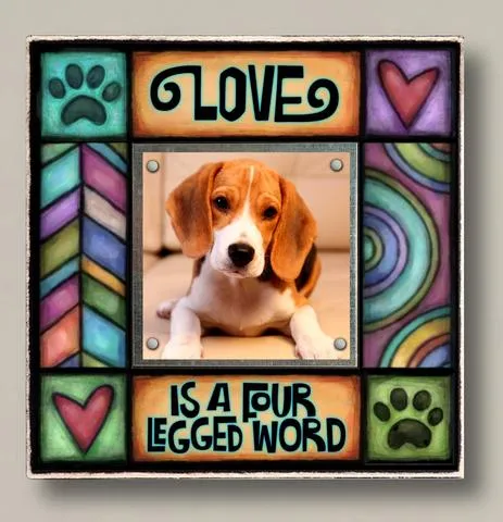 Love Four Legged Word Small Wood Frame