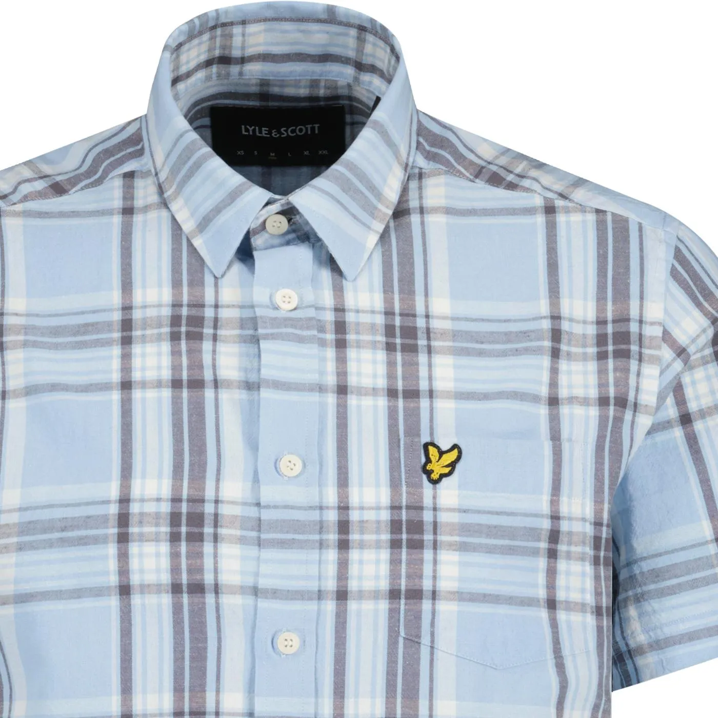 Lyle & Scott Linen Blend Retro Check Shirt (Blue)