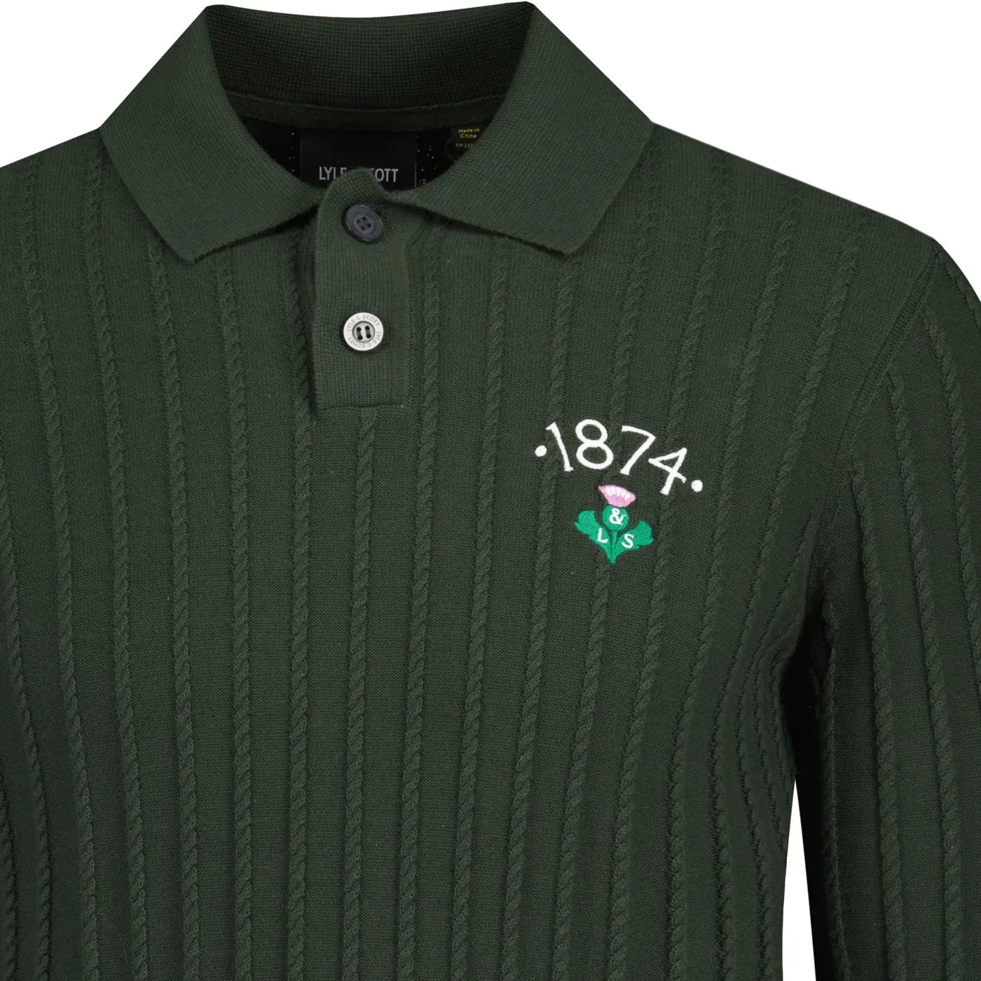 Lyle & Scott Retro Micro Cable Rugby Jumper (WG)