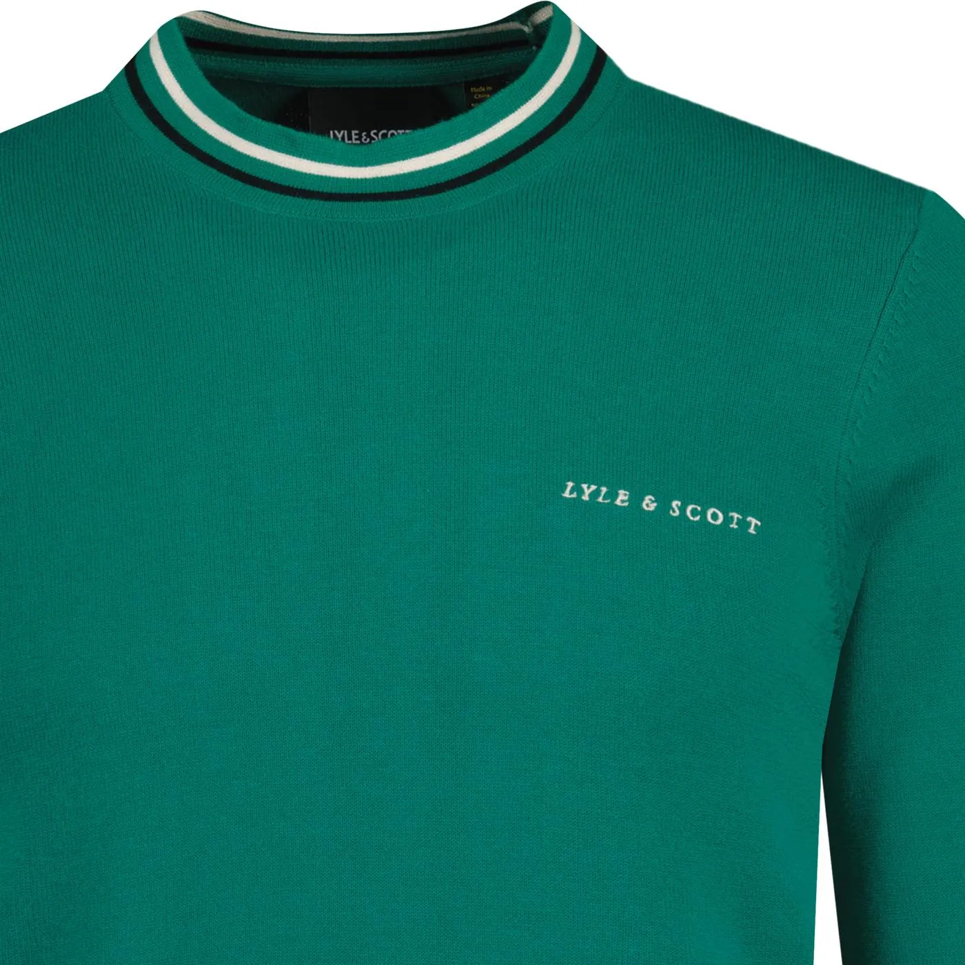 Lyle & Scott Retro Mod Tipped Crew Jumper (Green)