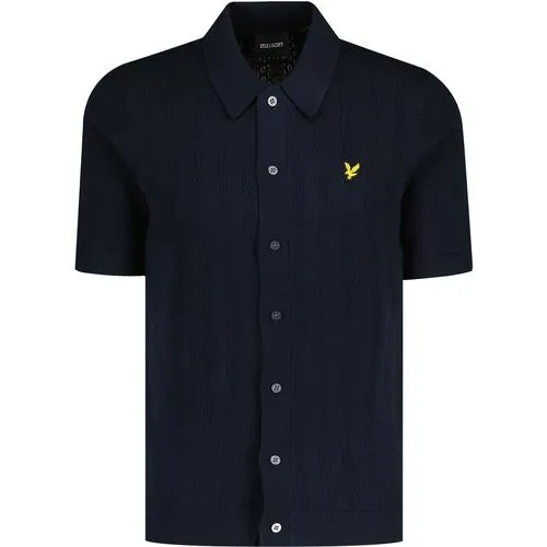 Lyle & Scott Textured Stripe Button Through Polo N