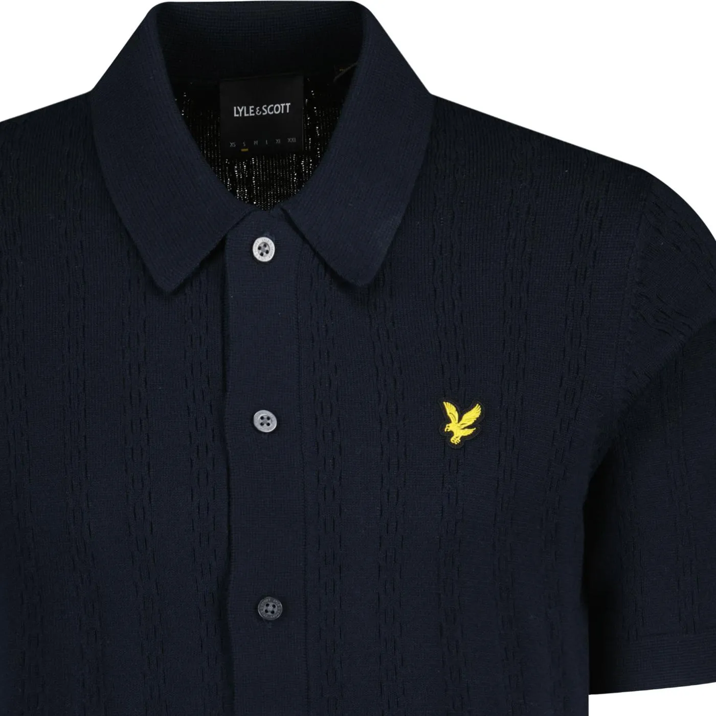 Lyle & Scott Textured Stripe Button Through Polo N