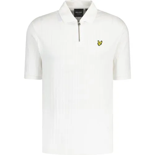 Lyle & Scott Textured Stripe Zip Neck Polo (Chalk)