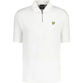 Lyle & Scott Textured Stripe Zip Neck Polo (Chalk)