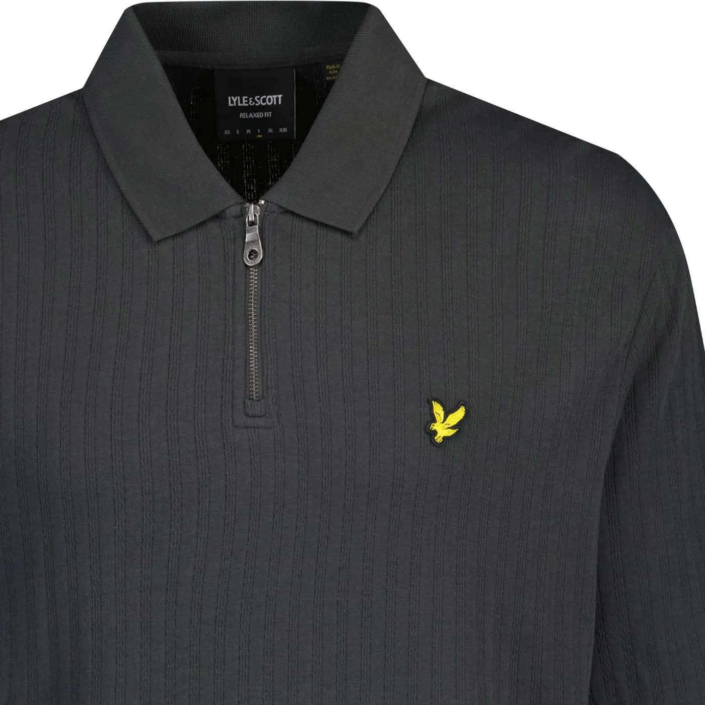 Lyle & Scott Textured Stripe Zip Neck Polo Shirt G