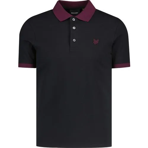 Lyle & Scott Tonal Ringer Pique Polo Shirt (Black)