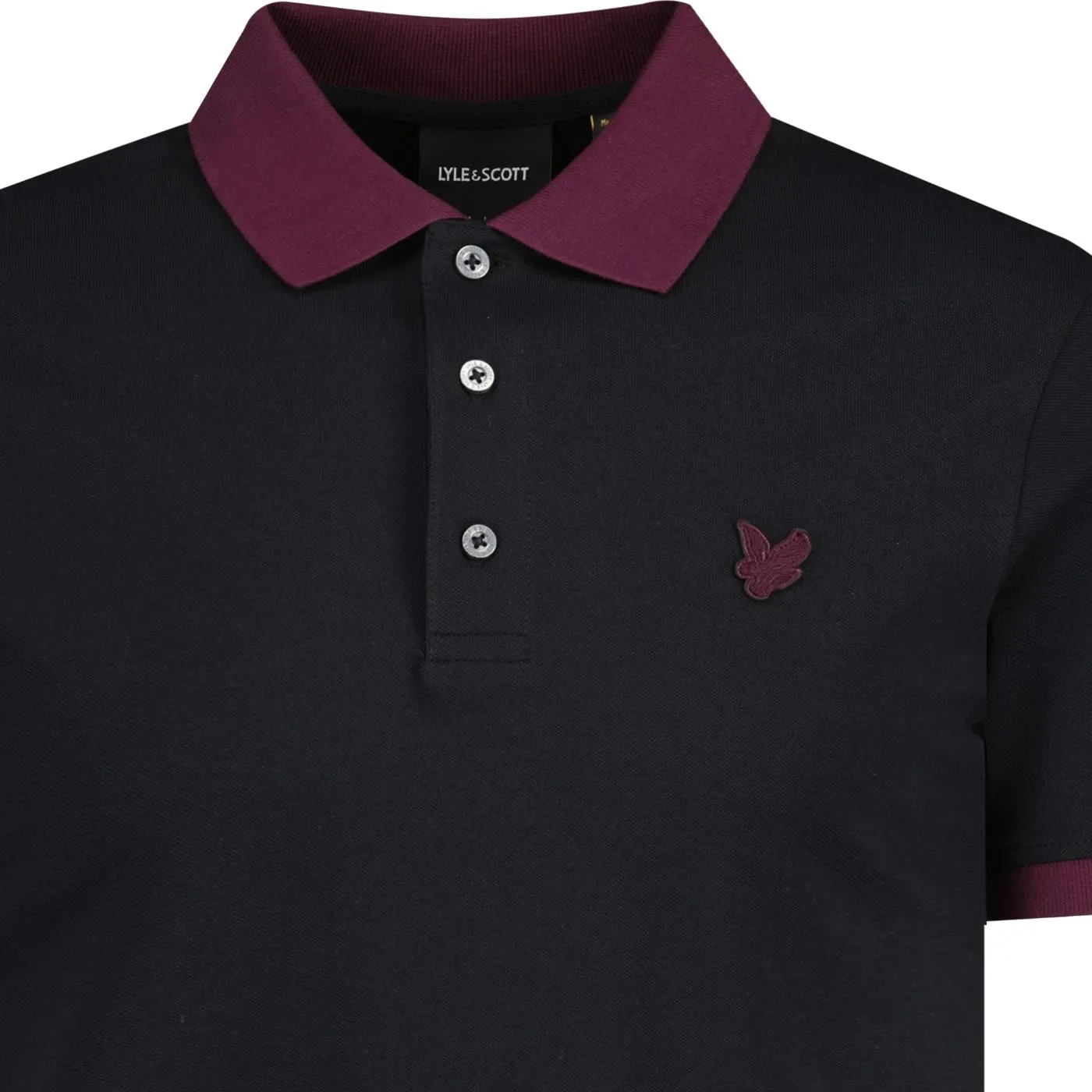 Lyle & Scott Tonal Ringer Pique Polo Shirt (Black)