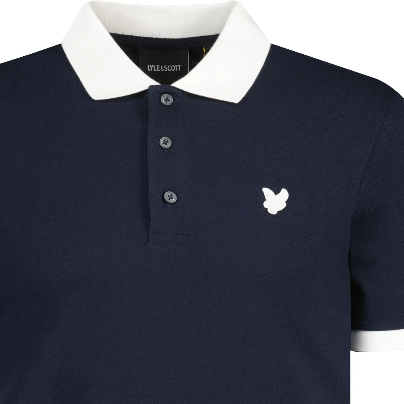 Lyle & Scott Tonal Ringer Pique Polo Shirt (Navy)