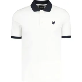 Lyle & Scott Tonal Ringer Pique Polo Shirt (White)