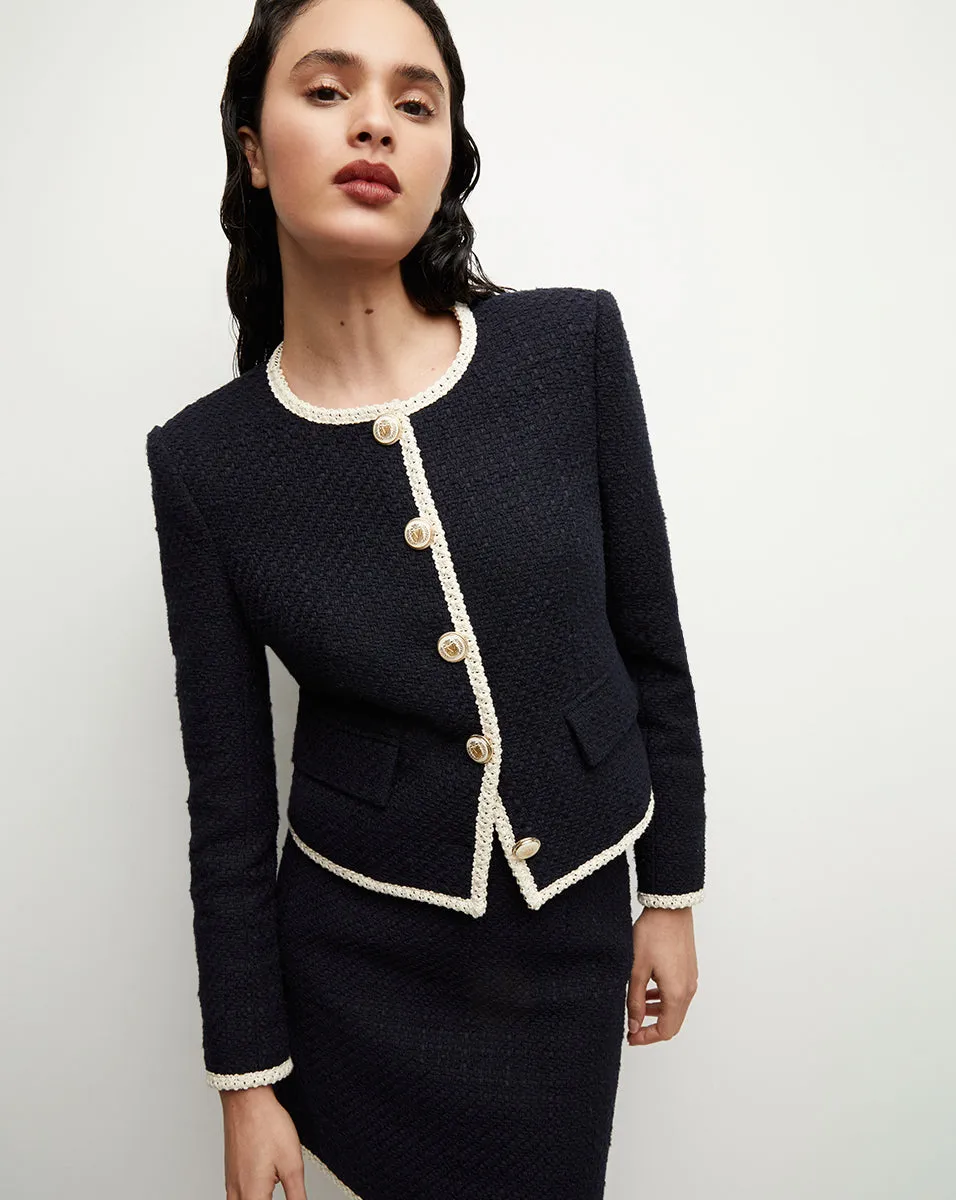 Mabel Collarless Tweed Jacket