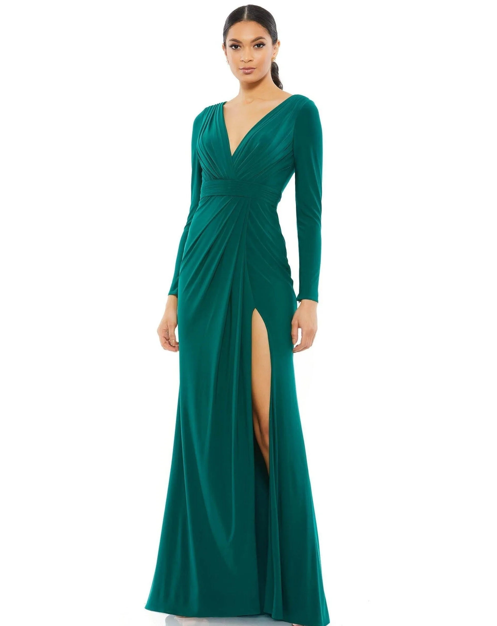 Mac Duggal 26554 Long Sleeve High Slit Formal Gown Sale