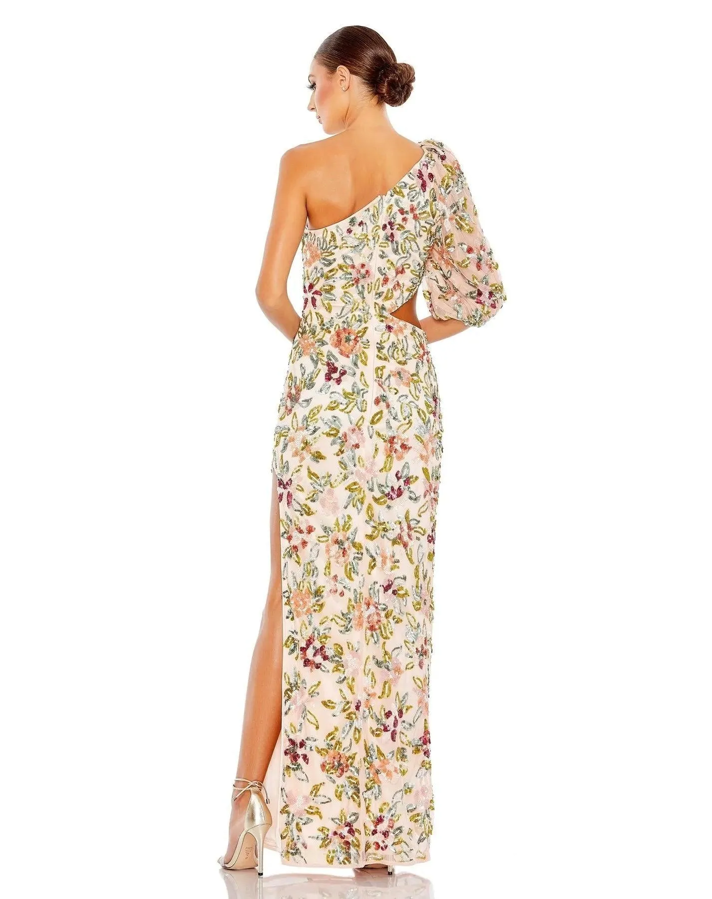 Mac Duggal 5567 Long One Shoulder Floral Formal Gown