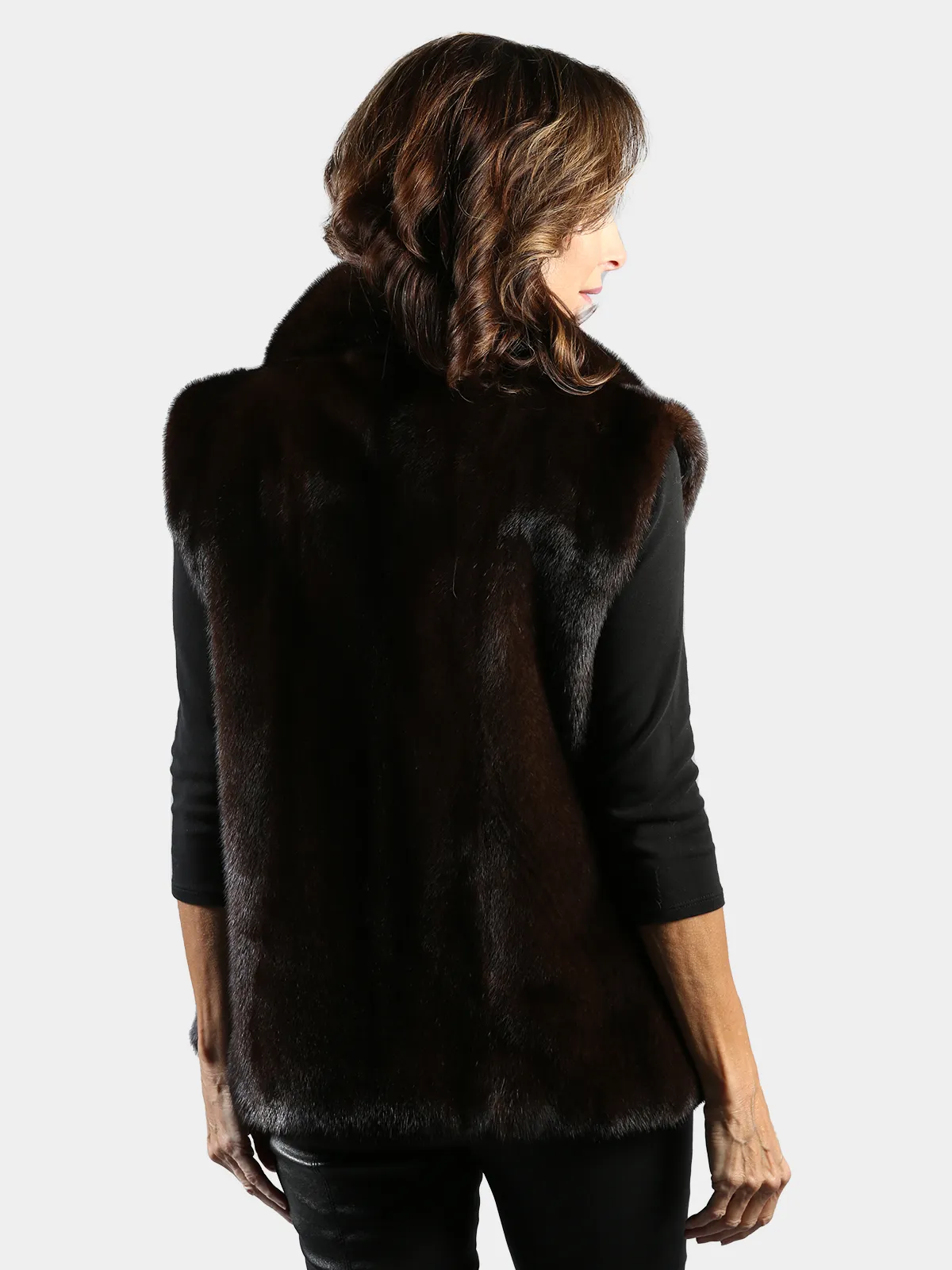 Mahogany Mink Fur Vest  Reversible to Nappa Lamb - Day Furs